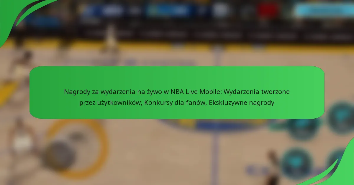 Nagrody za wydarzenia na żywo w NBA Live Mobile: Wydarzenia tworzone przez użytkowników, Konkursy dla fanów, Ekskluzywne nagrody
