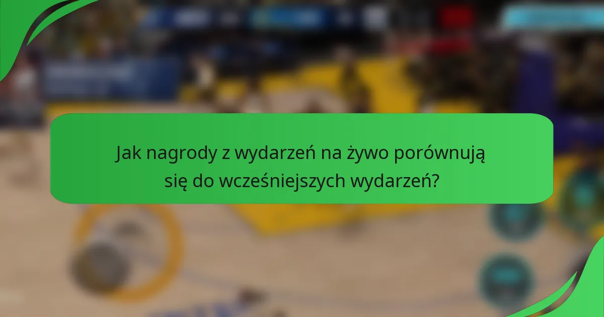 Jak nagrody z wydarzeń na żywo porównują się do wcześniejszych wydarzeń?