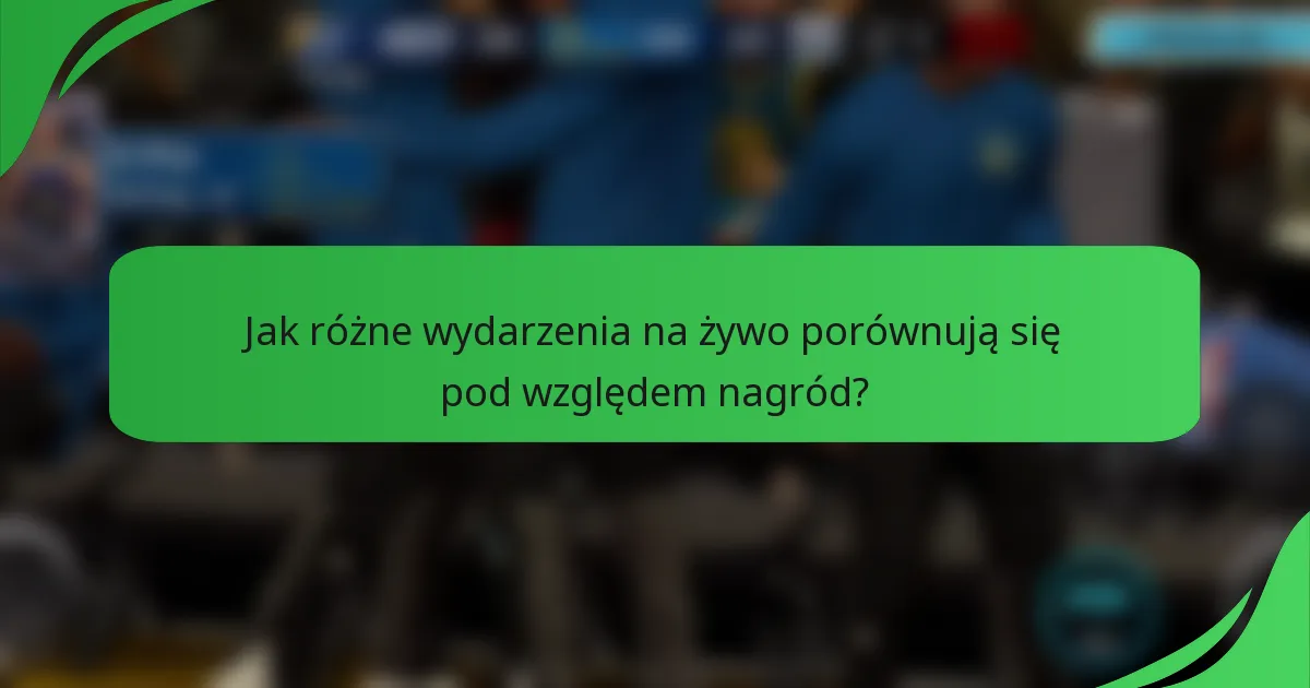 Jak różne wydarzenia na żywo porównują się pod względem nagród?