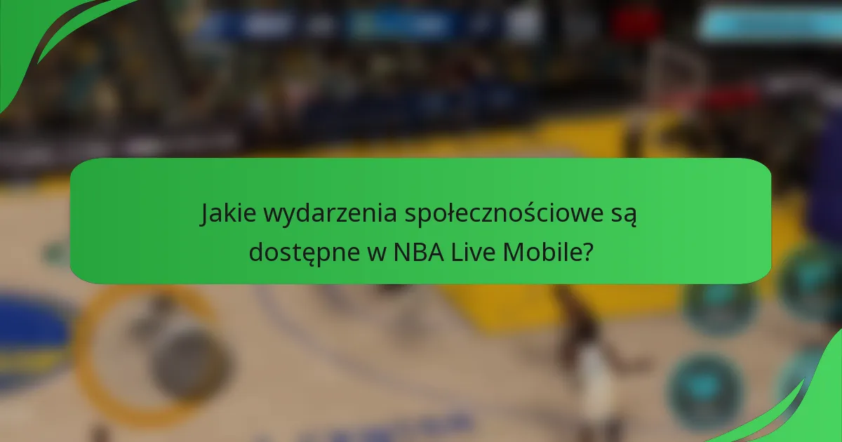 Jakie wydarzenia społecznościowe są dostępne w NBA Live Mobile?
